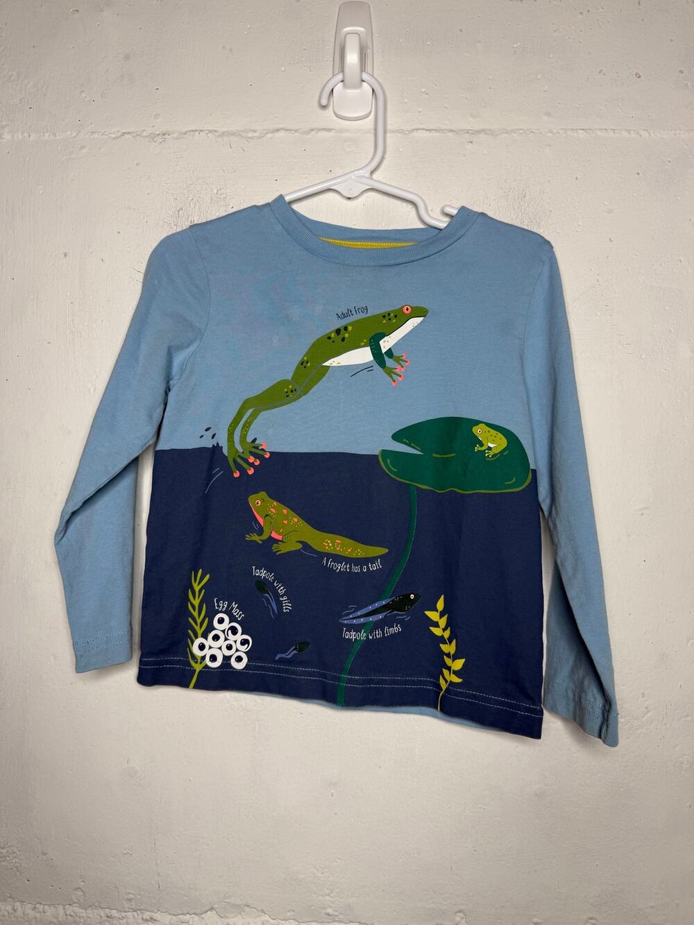 Mini Boden 2/3 Life Cycle of Frogs Long Sleeve Unisex Top